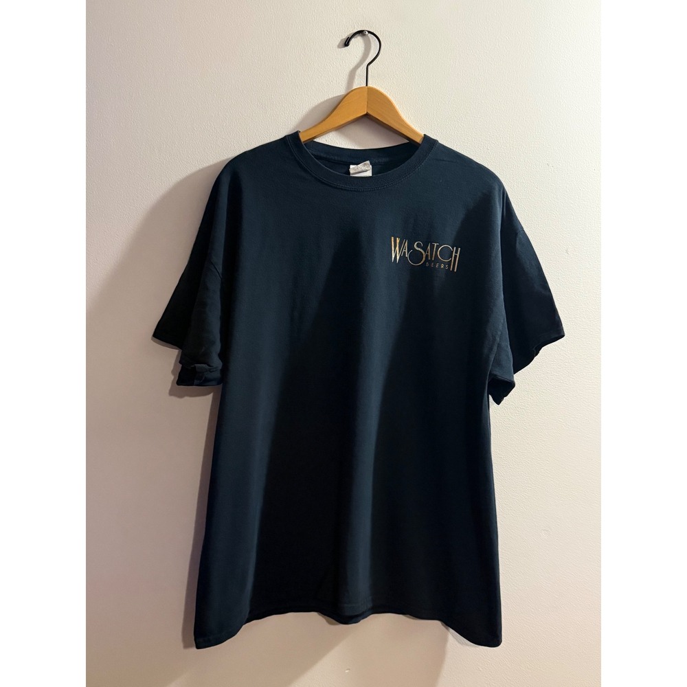 Y2K Wasatch Beers Polygamy Porter Graphic T-Shirt Mens XL Black Park City Utah